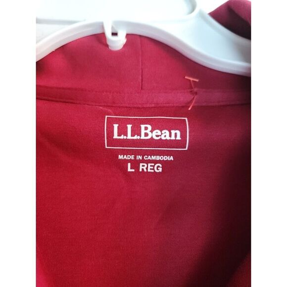L.L.Bean Women Red Shawl Collar Polo 100% Cotton Long Sleeve Blouse size Large - Picture 3 of 6